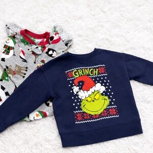 Grinch Navy Blue Kids Sweatshirt